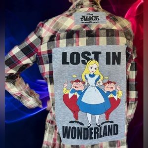 “Alice in Wonderland” Upcycled Flannel